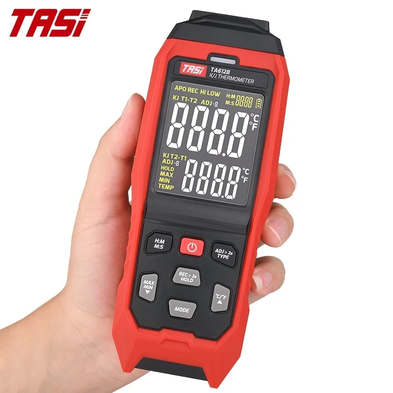 TASI TA612C Thermometer Contact Digital Thermocouple Temperature Tester LCD Screen Display K/J Thermometer C/ F Measuring Tools