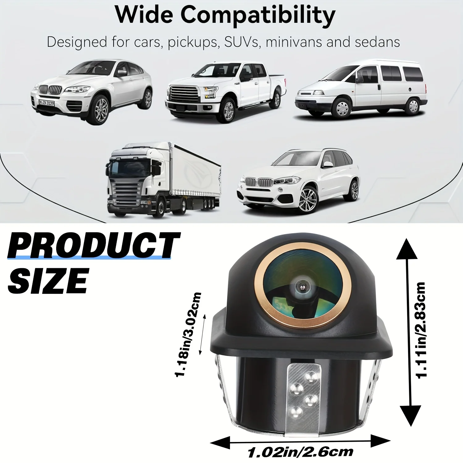 

Автомобильная резервная камера AHD 1080p с широкоугольным объективом «рыбий глаз» — вид спереди/боковой/задний вид для автомобиля, внедорожника, автофургона