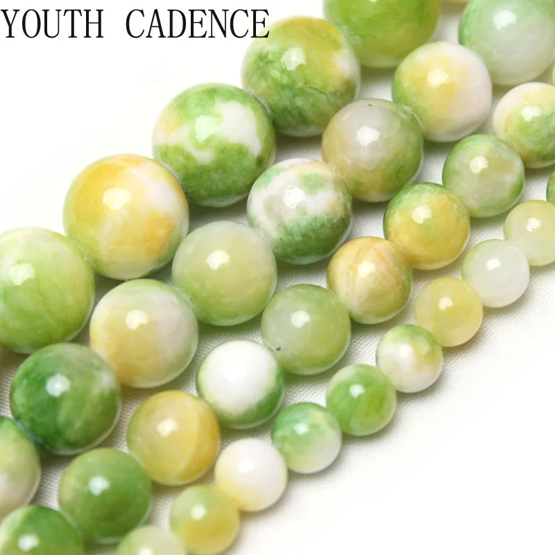 Натуральный камень, желто-зеленые бусины из перского нефрита, круглые свободные бусины-разделители, 15 дюймов, нить 6/8/10/12 мм для изготовления ювелирных изделий, браслет «сделай сам»