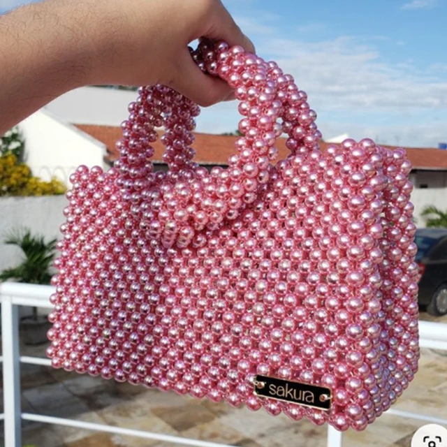 Vintage eleganckie kwadratowe torby perłowe Fashion Party torebka bankietowa nowe ręcznie robione koraliki konfigurowalne kolory torba damska duża torba