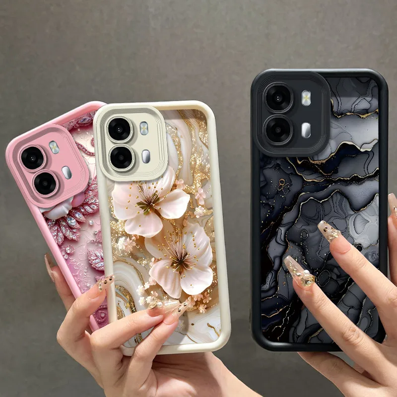 Capa de telefone para OPPO A6x 4G 5G/A6t 4G 5G/A6k 4G, capa anti-arranhões, cor gelatinosa, capa macia, elegante, rosa, diamante, rosa