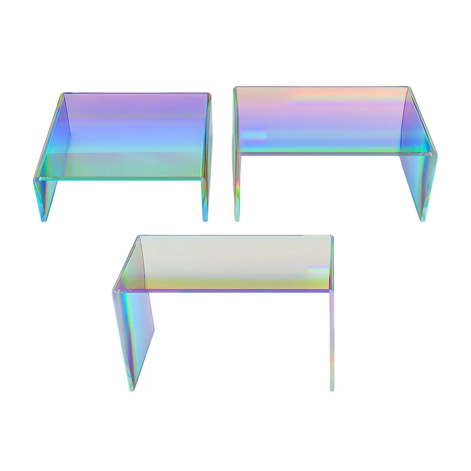 

3Pcs Acrylic Display , Rainbow Color Storage Rack Product Stand Jewelry Shelf for Candy Cupcake Conutertop Desktop Decoration