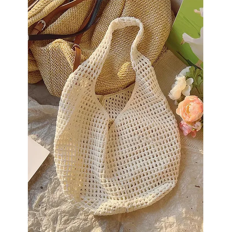 Kreative große Kapazität Umhängetaschen lässig einfache Handtaschen Vintage multifunktionale gewebte Einkaufstasche Strandtasche – Detail 11