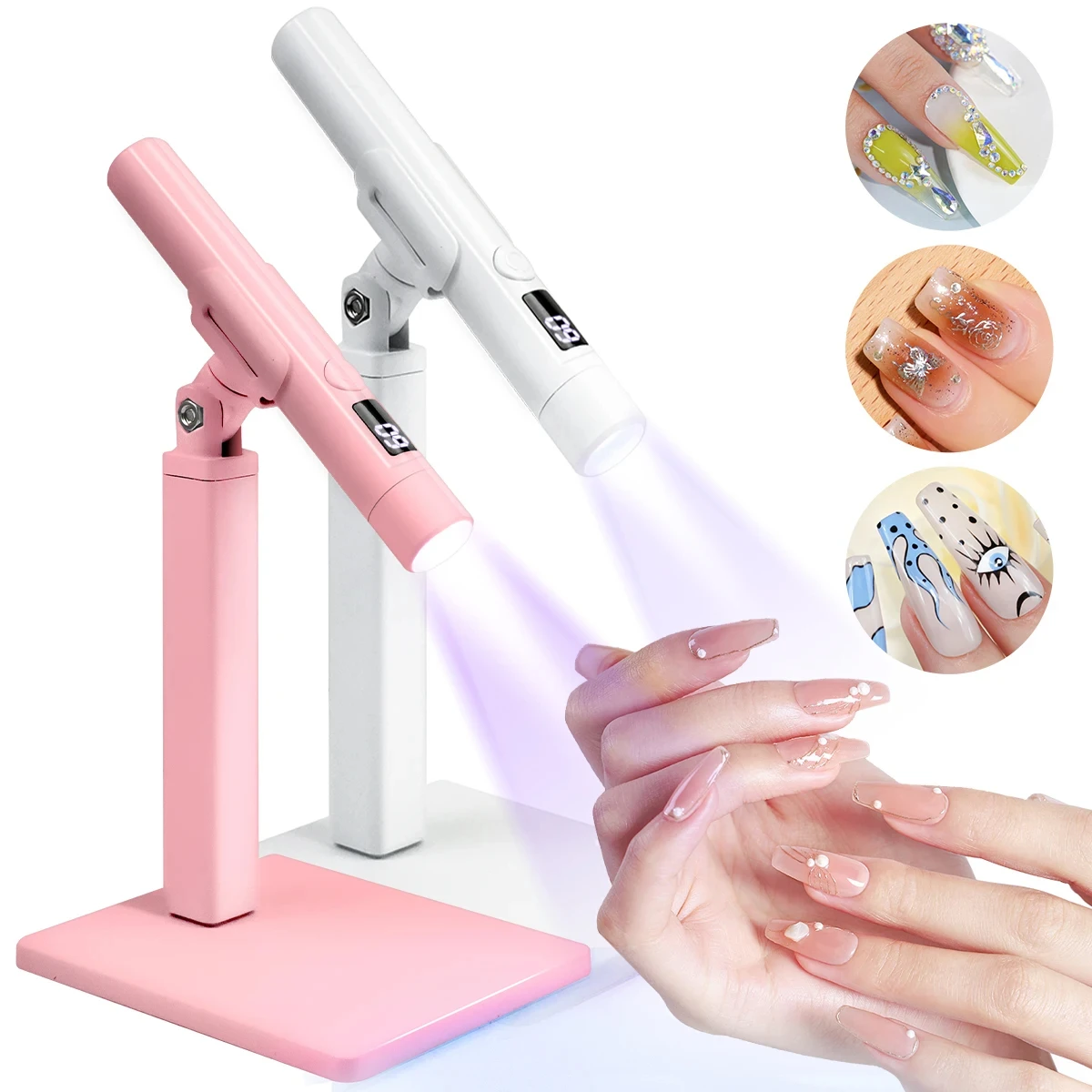 

Portable Nail UV LED Lamp And LED Light Support Base Rechargeable for Nails Gel Polish Drying UV Lamp for Nails Art Desk Stand