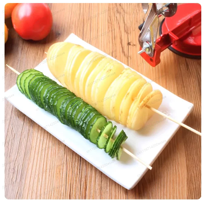 Stainless Steel Hand Crank Manual Spiral Potato Chips Twister Cutter Suction Base Kitchen Tool