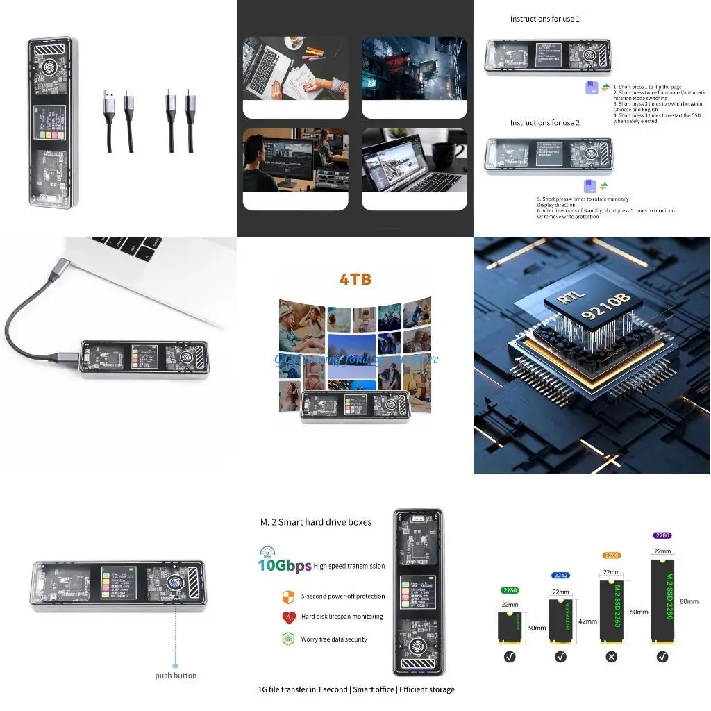 

H9EB M.2 NVMe/NGFF SSD Enclosure External M.2 Adapter Case USB 3.2 Gen2 Hard Drive