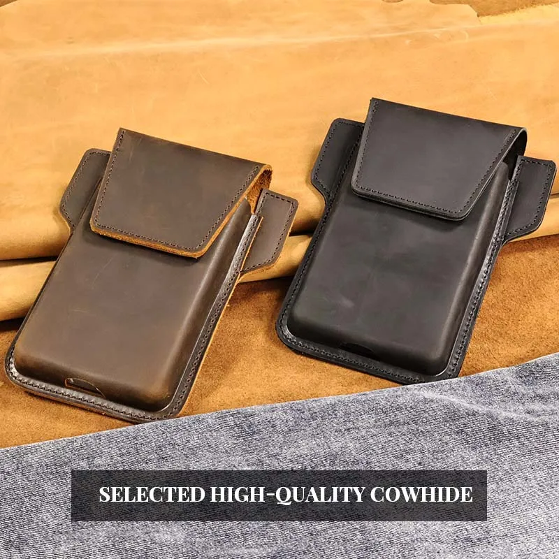 1pcMen's Personalized Mobile Phone Bag, Zero Wallet, Outdoor Universal Horizontal Style with Leather Wallet, Two Way to Wear