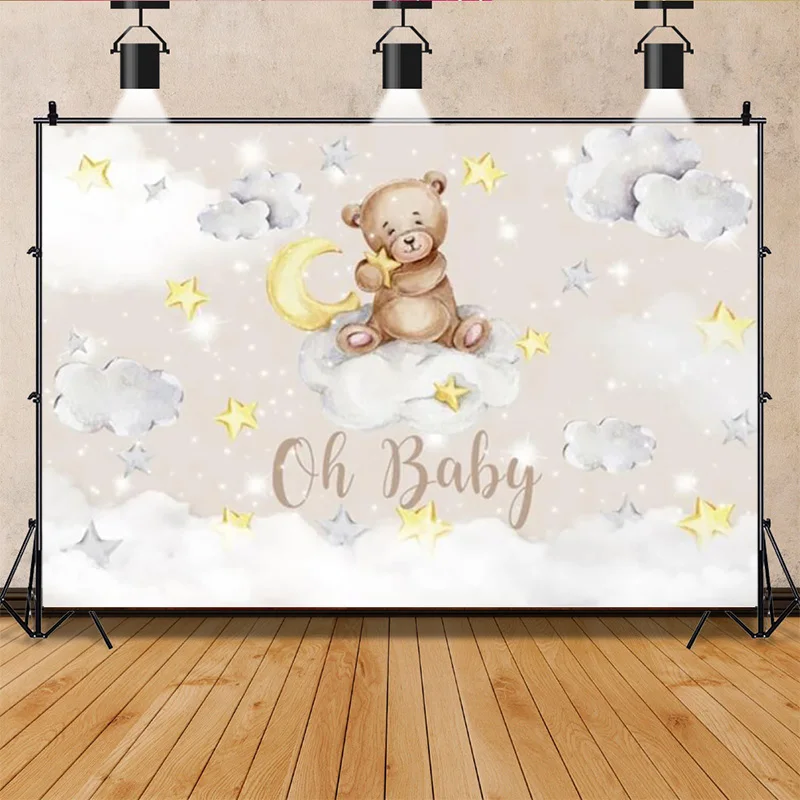 It's a Girl Baby Shower Backdrop Boho Bear Pink Gender Reveal Photography Background Party Newborn Photo Studo Props HK-01