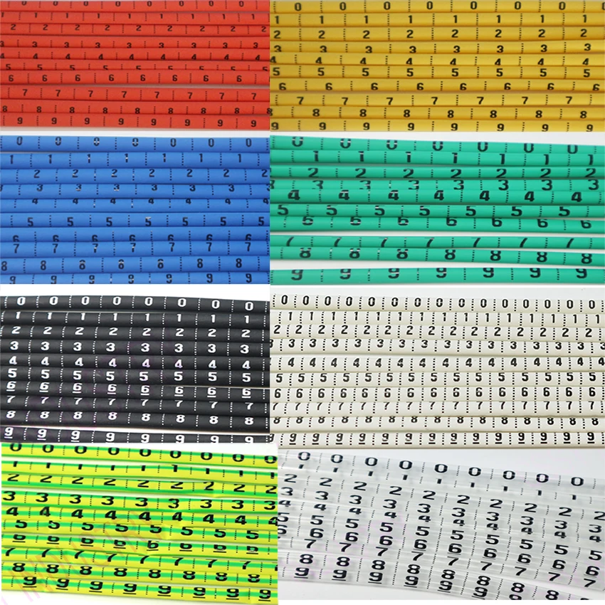 Plastic heat shrink tubing cable marker label Wire heat shrink wire label PVC  insulation shrink ratio 2:1 Cable marker 1000PCS