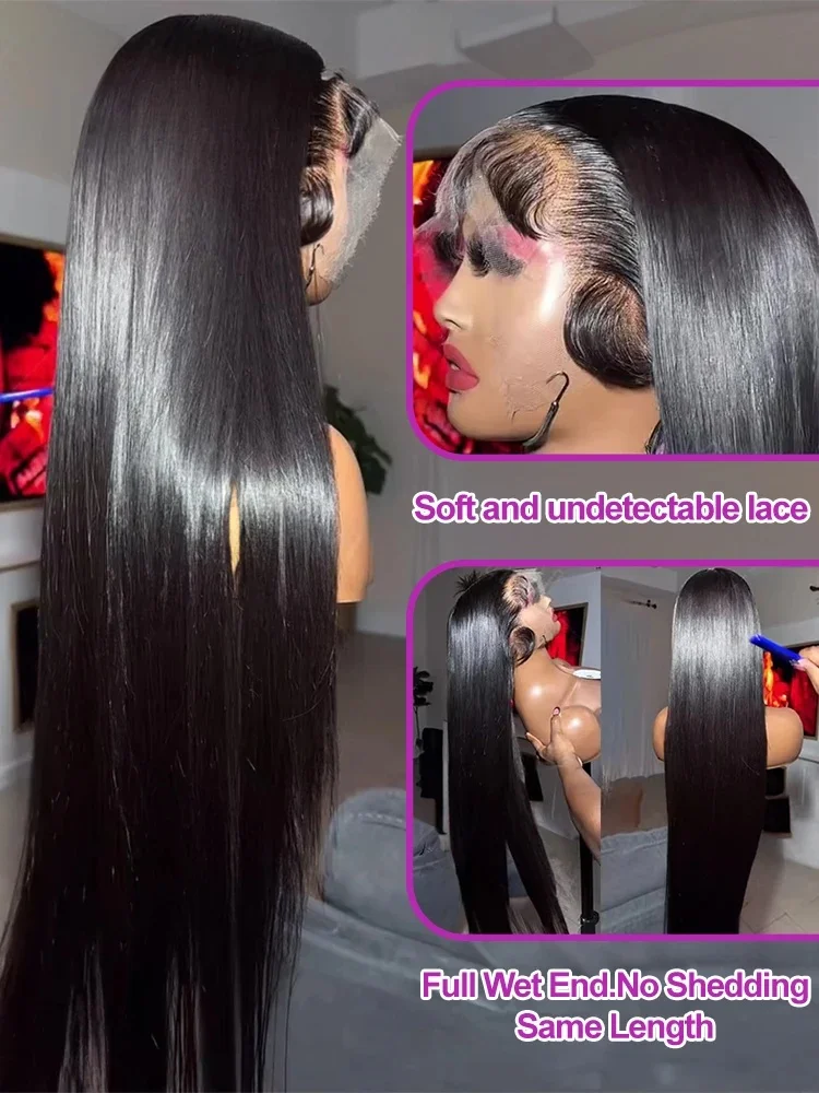 13x4 13x6 Hd Bone Parrucca Anteriore Del Merletto Dritto 40 46 Pollici Anteriore Del Merletto Parrucche Dei Capelli Umani Parrucca Anteriore Brasiliana 200% Densità Per Le Donne Nere