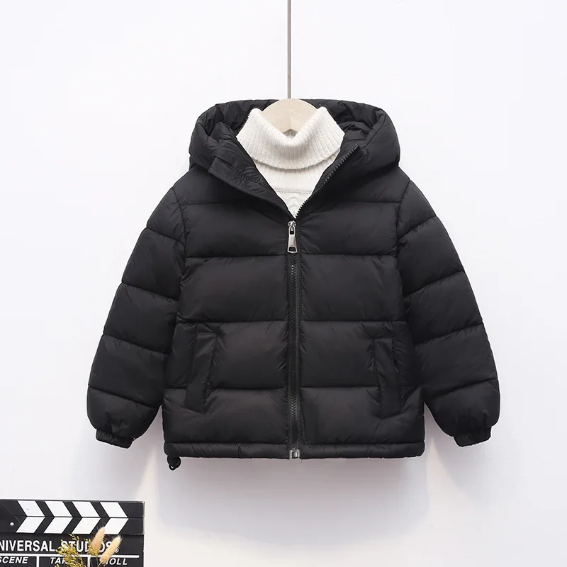 

Boys' Thicken Coat Girls' Warm Jacket Winter Hooded Casual Outerwear Children Fashion Loose Cotton Clothes Autumn Kids Solid Top