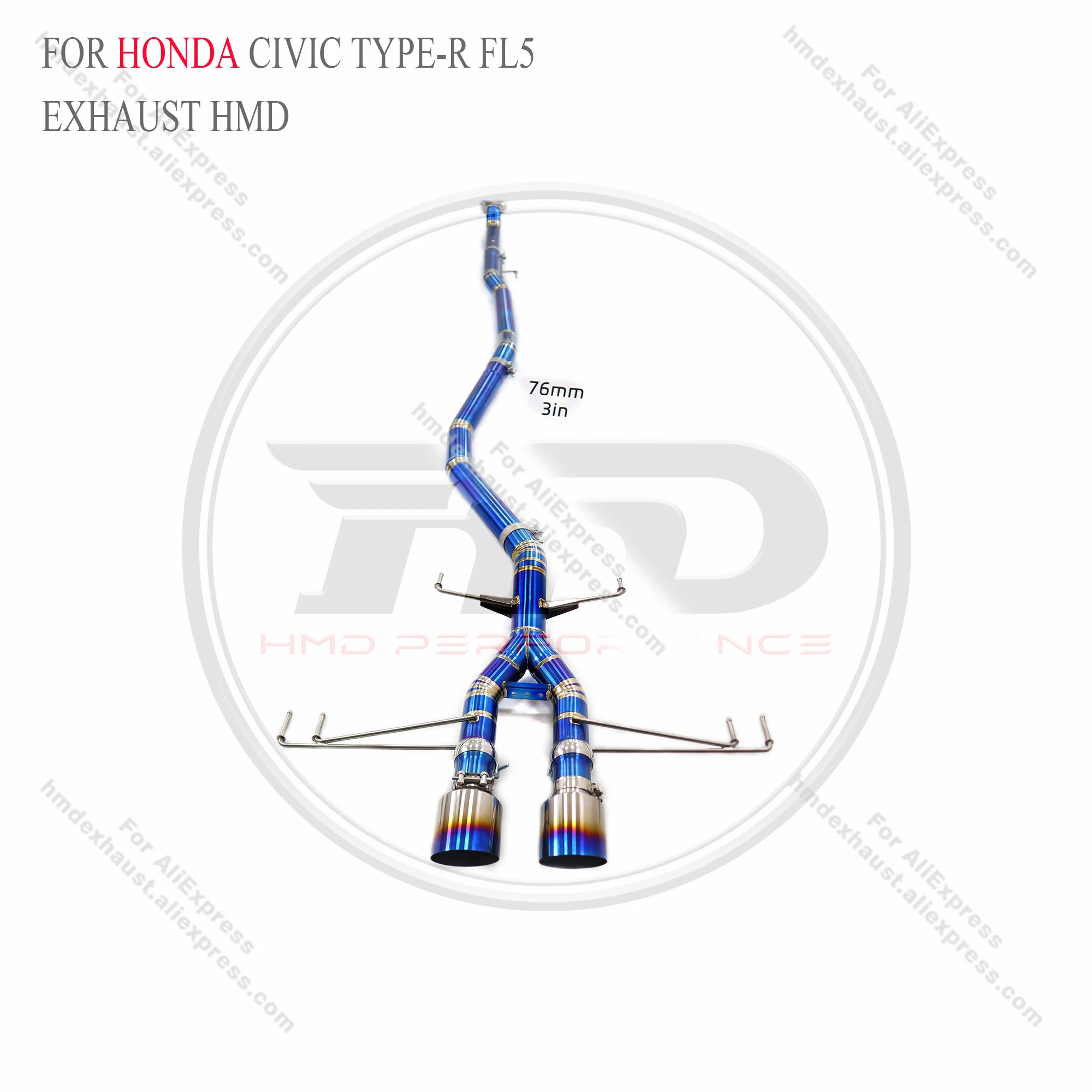 

Titanium catback for Honda Civic Type-R FL5 Without Valve section HMD Exhaust System Performance Quality certification
