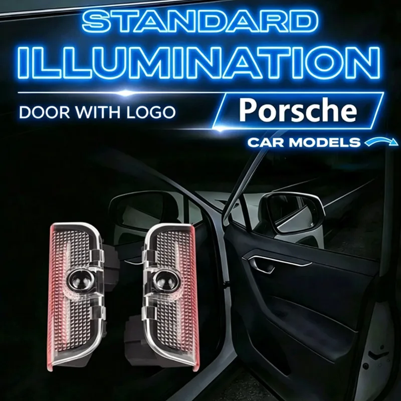 2PCS For Porsche Macan Boxster Panamera Cayenne 911 Cayman S4 Car Door Ghost Light LED Emblem Logo Laser Projector Courtesy Lamp