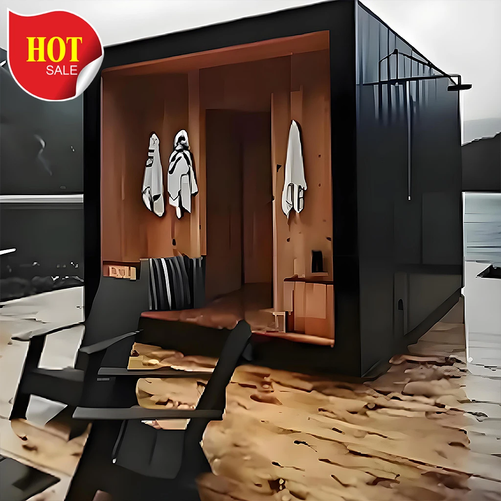 Outdoor SaunaSauna Manufacturer Luxury 4-6 Person Outdoor Traditional Sauna Dry Steam Function 220v Sauna With Shower view 6