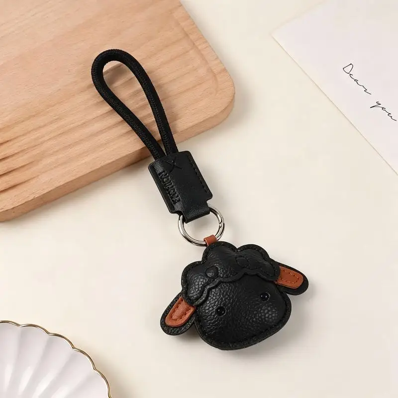 Schaf-förmiger Schlüsselanhänger aus PU-Leder, robustes, verschleißfestes Handgelenksband für Autoschlüssel, Handtaschenanhänger, Geschenk für Frauen – Detail 4