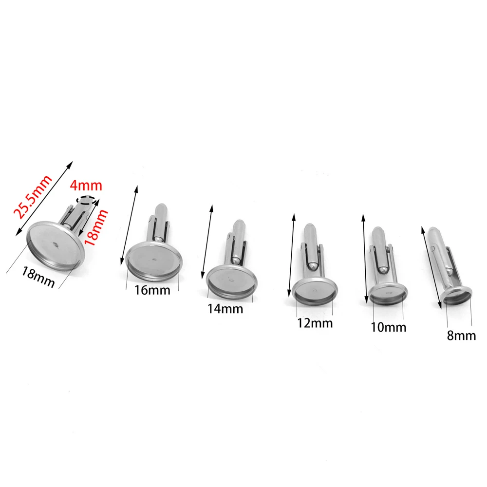 10pcs 8/10/12/14/16/18mm Stainless Steel Round Pad Tray Cufflink Settings Cabochon Base For Cabochon Cameo DIY Jewelry Making