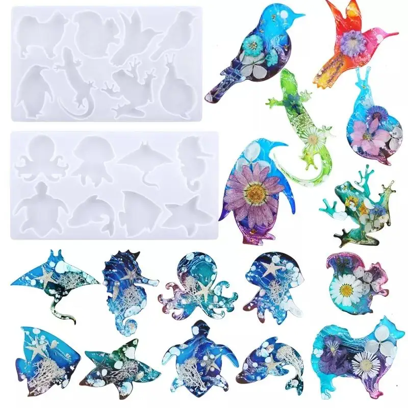 DIY Kristall Epoxy Tier Form Harz Form Schmuck Casting Mold Frosch Eidechse Octopus Silikon Form für Keychain Anhänger Kunst Handwerk