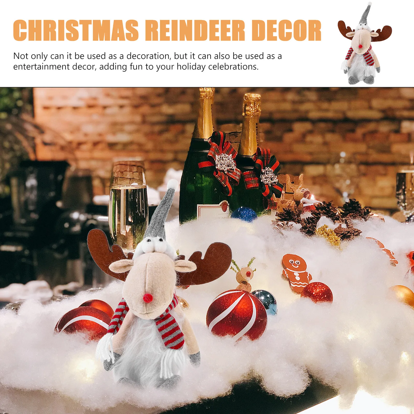 Christmas Reindeer Non-Woven Elk Decoration Cute Soft Holiday Tabletop Ornament Christmas Room Decor Festive Elk Decor