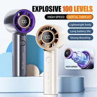 2025 New High-speed Handheld Fan, LED Digital Display, 2400mAh Battery, Portable USB Fan Rechargeable for Summer Outdoor Use