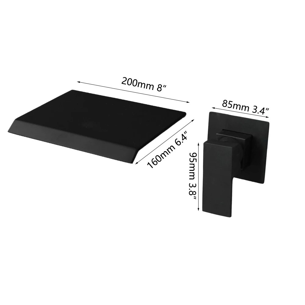 ZAPPO Matte Black Bathroom Basin Sink Faucet Wall Mounted Waterfall Bathtub Faucets Hot Cold Water Mixer Tap Brass Faucets