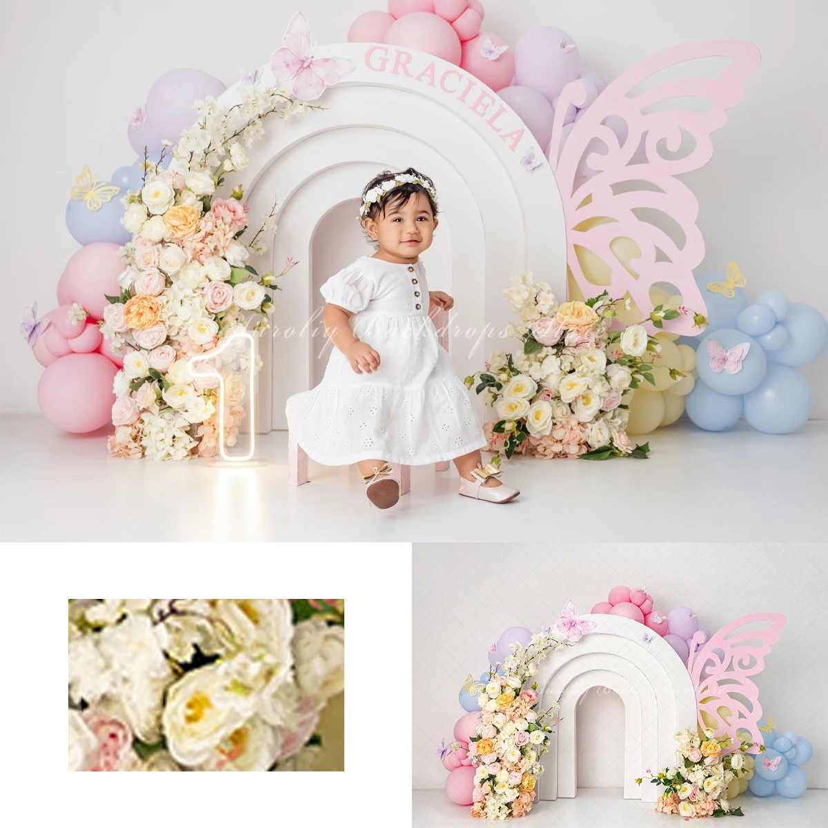 

Butterfly Wings Arch Backgrounds Cake Smash Kids Adult Photography Props Child Baby Balloon Decors Photo Backdrops