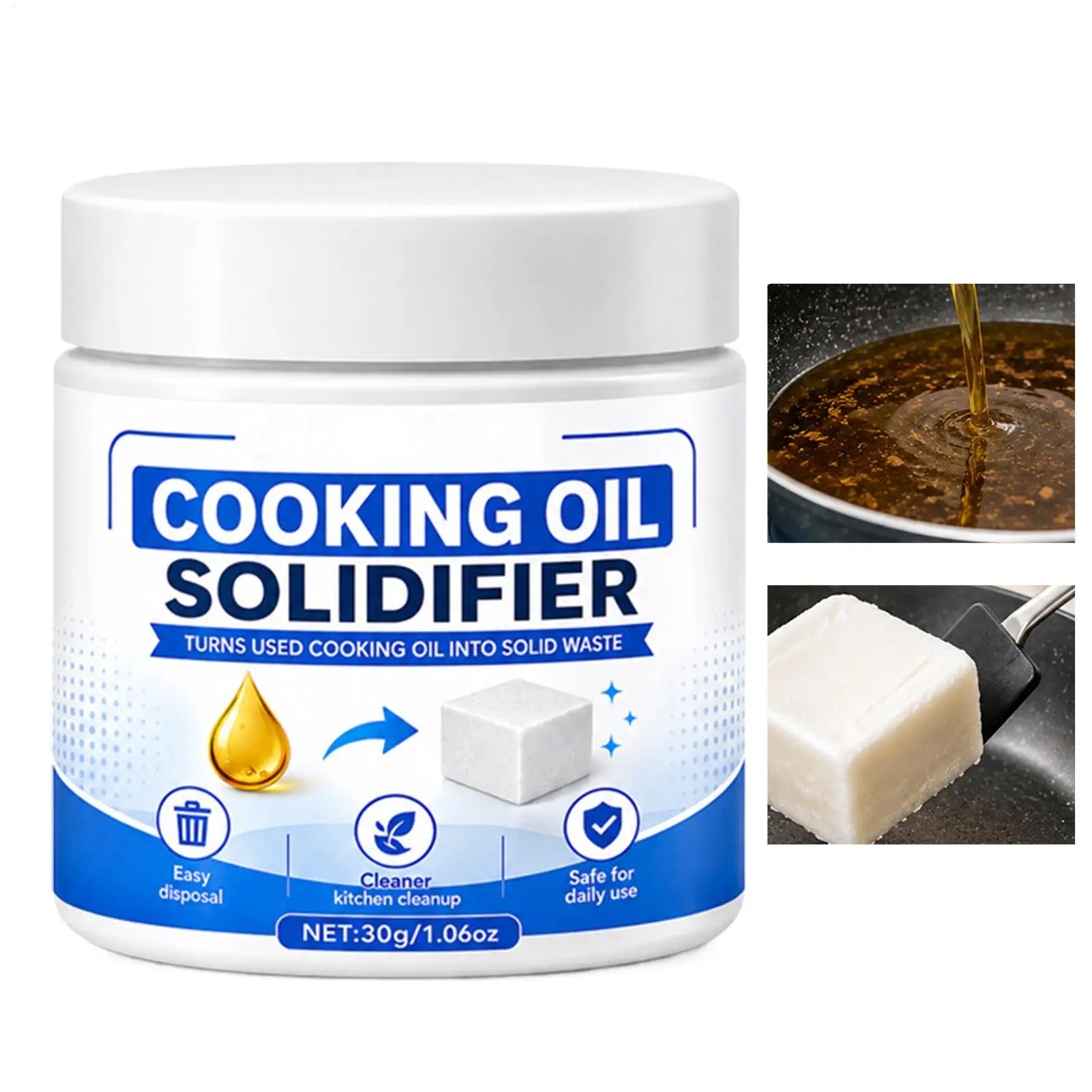 30g Cooking Oil Solidifier Kitchen Waste Oil Hardener Grease Disposal Powder Easy Instant Cleanup Drain Protector for Home