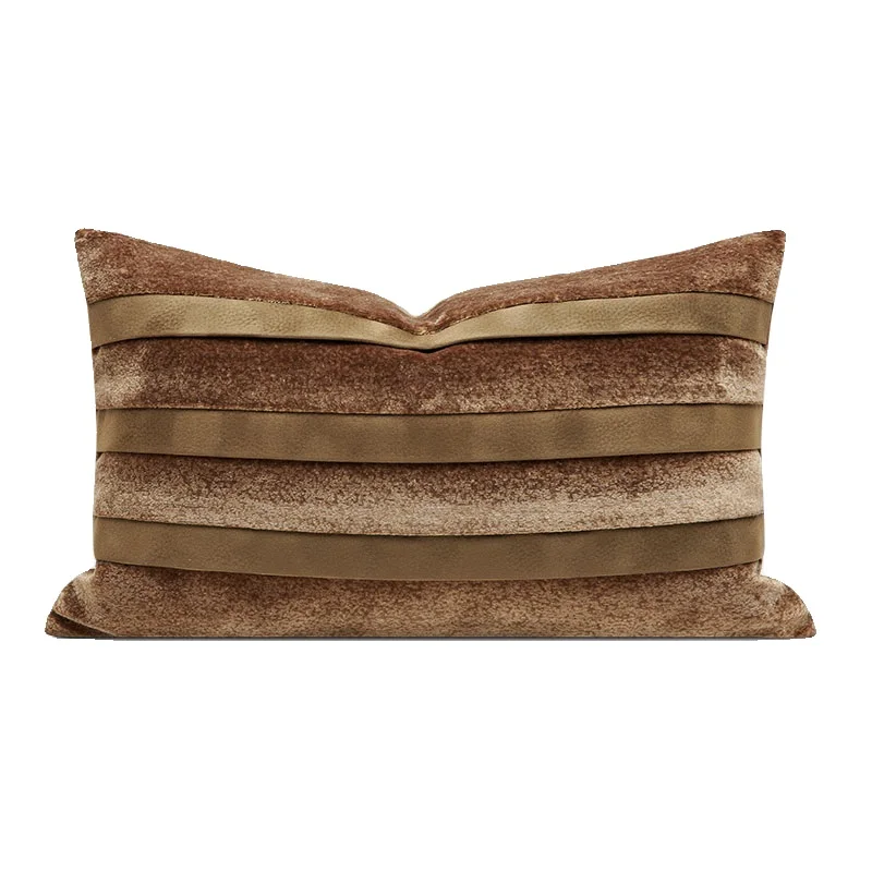 

Orange Brown Pillows Luxury Stripe Patchwork Cushion Case Modern Decorative Pillow Cover For Sofa Chair Bedding Home Decorations