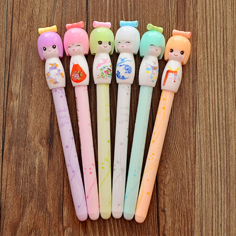 24 pcs/lot Kawaii The Doll Gel Pen Cute 0.5mm Black Ink Signature Pens Stationery Gift School Writing Supplies