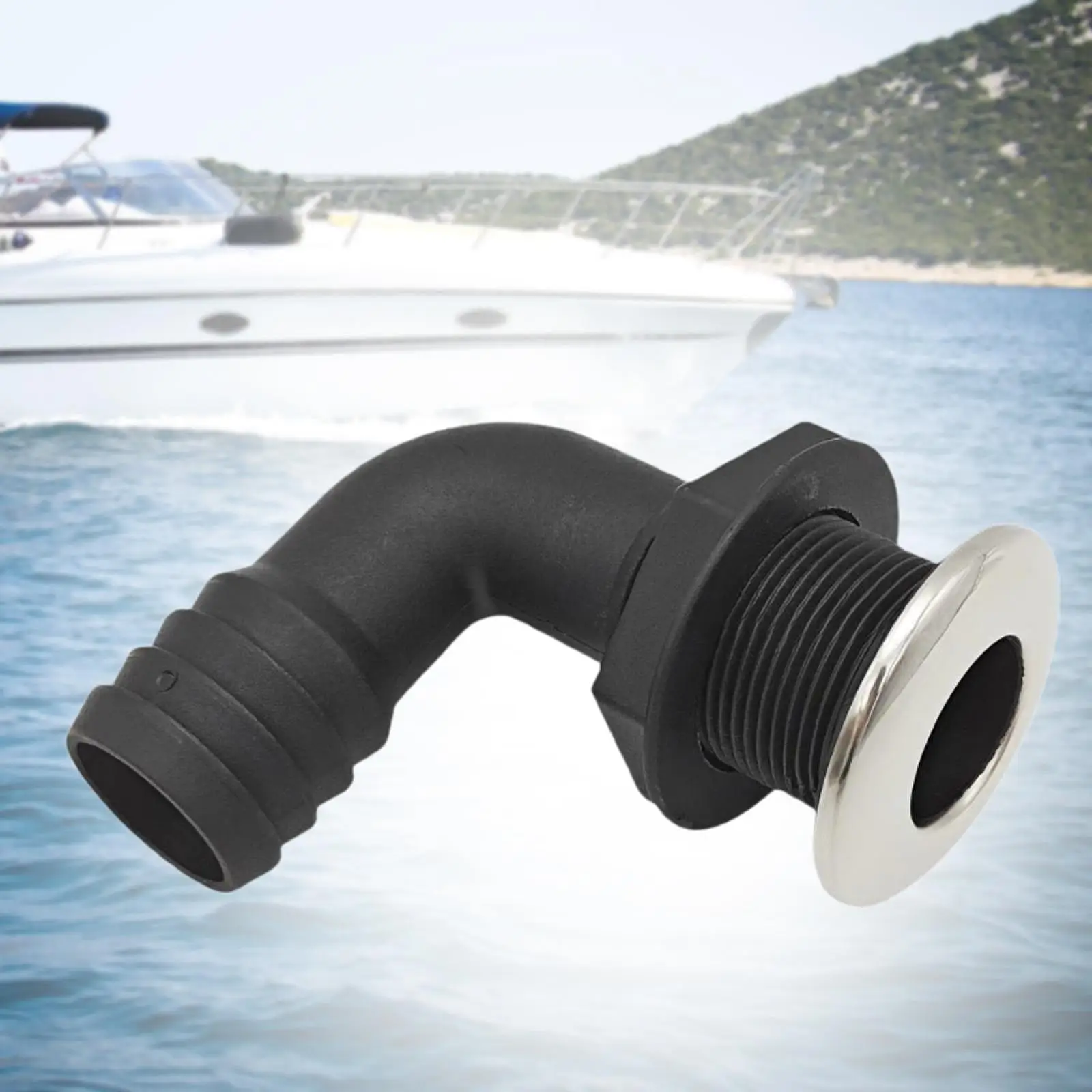 

Marine Thru Hull Fitting 90 Degree PP Hose Connection Easy Install Boat Bilge Pump Replacement for Ship Yacht Plumbing