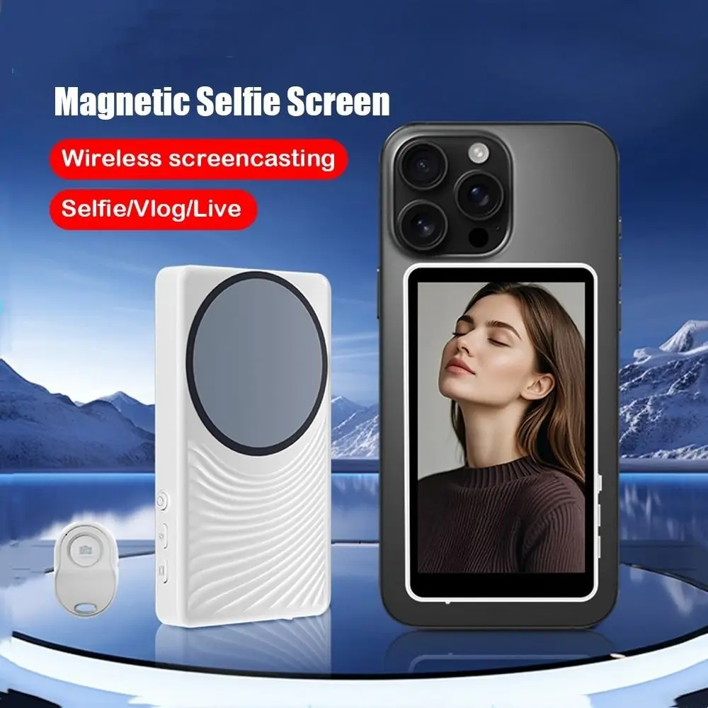 

4 HD Display Magnetic Phone Selfie Monitor Screen Mirroring Touch Screen Rear Camera Selfie Magnetic Attachment