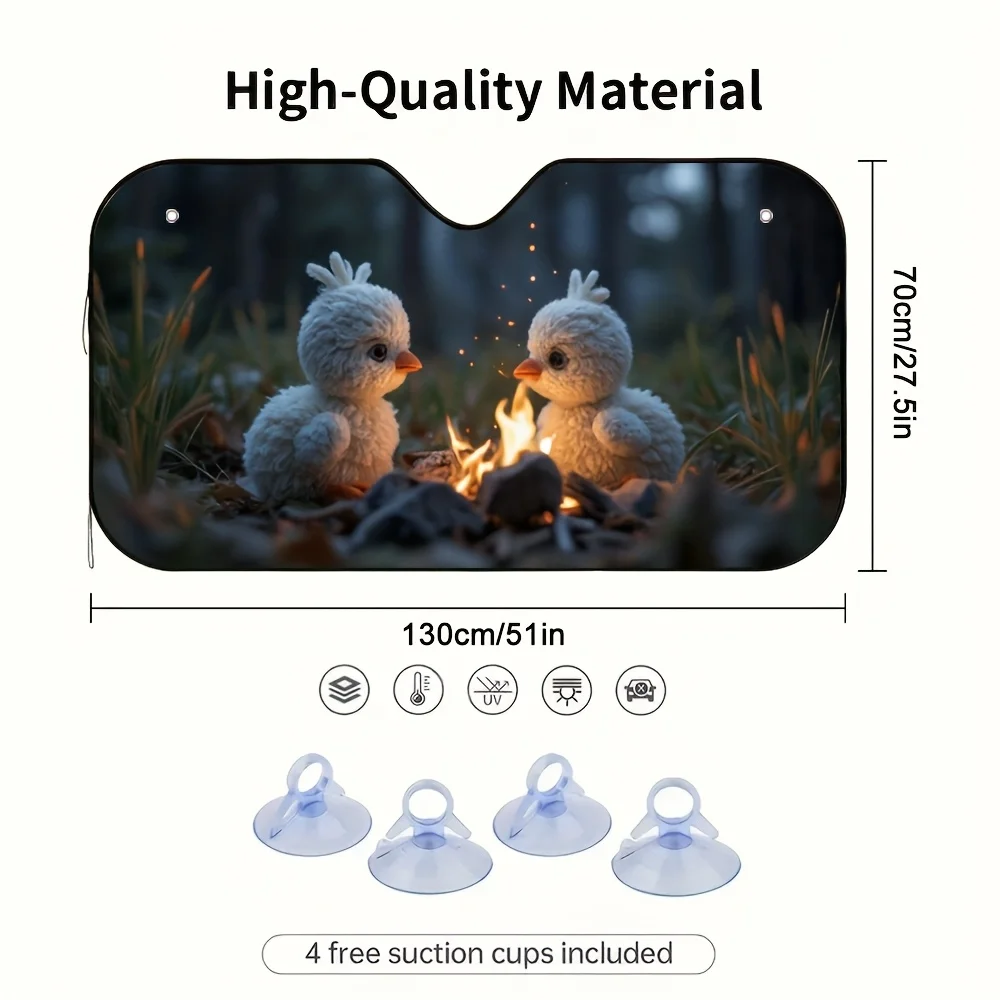 1pc Snowy Campfire Night Backpack - Spacious & Durable, Ideal For Long Hours At Work & Daily Outings, Features Adorable Chick De