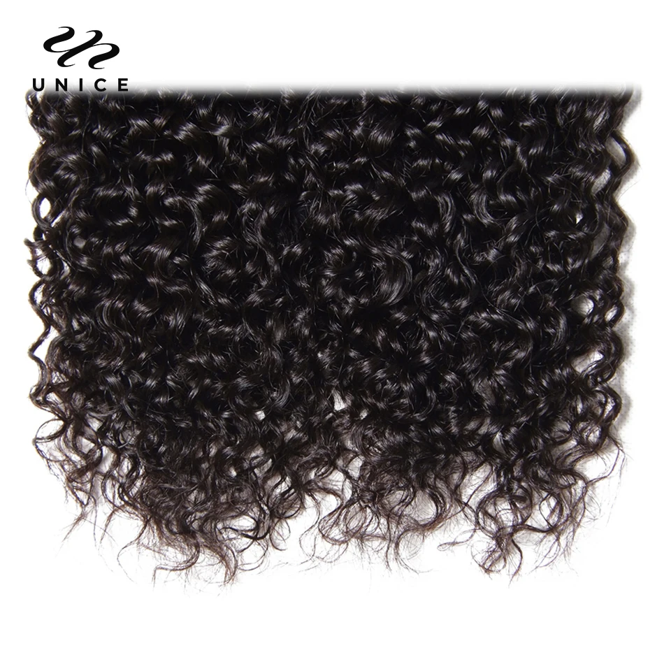 Unice Capelli Peruviani Fasci di Capelli Ricci 1 Pezzo extensions di Capelli Umani 8 "-26" 100% di Remy Dei Capelli Umani Del Tessuto Bundles colore naturale