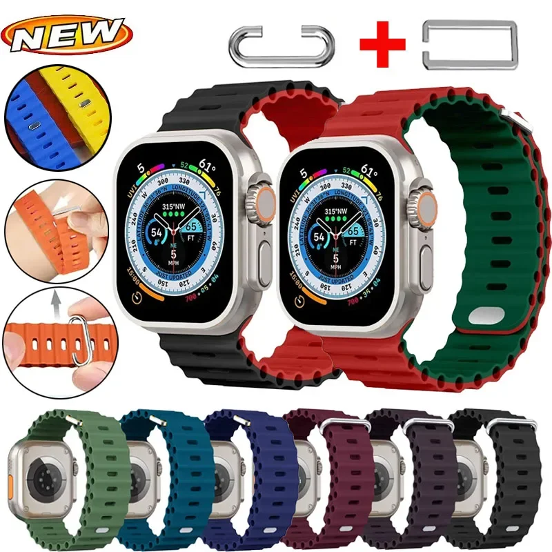 Neues Upgrade Ocean Strap für Apple Watch Ultra 49 mm Band 44 mm 45 mm 46 mm 40 mm 41 mm 42 mm Silikonarmband iWatch Serie 10 9 8 7 6