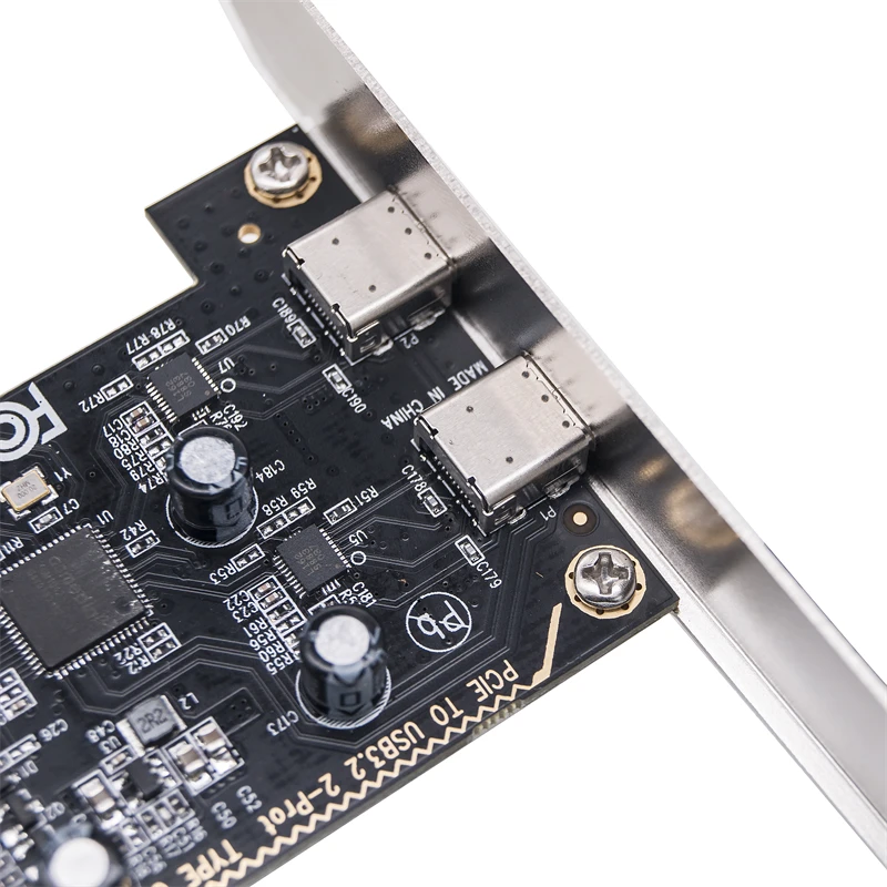 PCIe เป็น Dual Type C การ์ดขยาย PCI X1ด่วนเป็น2พอร์ต TYPE-C USB 3.2 GEN1 5Gbps แปลงการ์ด Riser ชิป ASM1042สำหรับเดสก์ท็อป