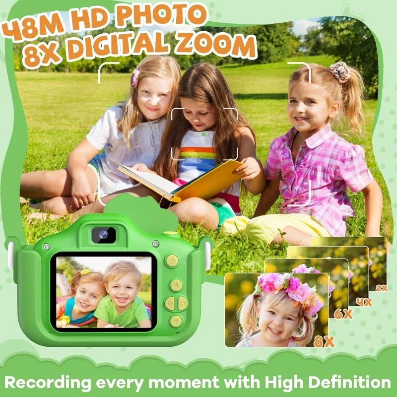 48MP Kids Camera for Child  Video Selfie Camera-Christmas Birthday Dinosaur Gift for Toddler, HD Digital Camera Toy for Child
