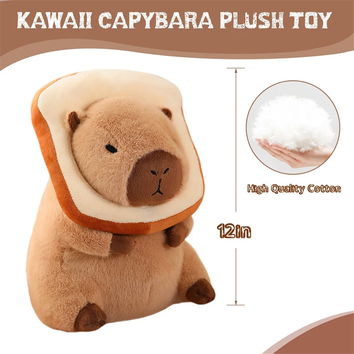 Almofada De Pelúcia Capivara Bonito com Pão, Boneca Macia Kawaii, Brinquedos De Pelúcia