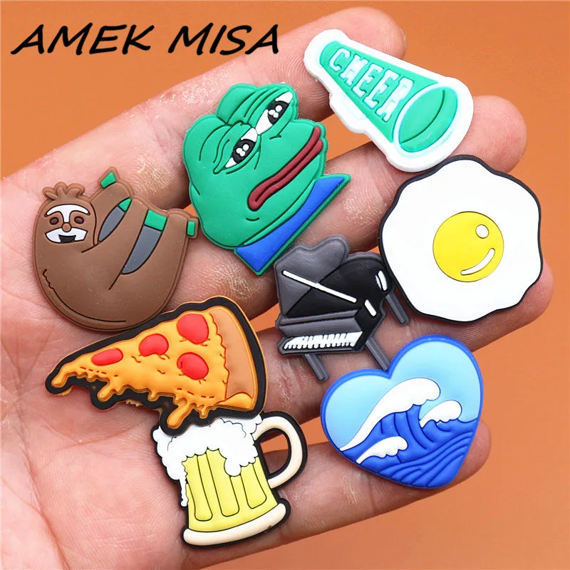 Single Sale 1pcs Animals 29 Types Shoe Charms Accessories Decorations Sad Frog PVC Clogs Pins Buckle for Kids Party Xmas Gifts