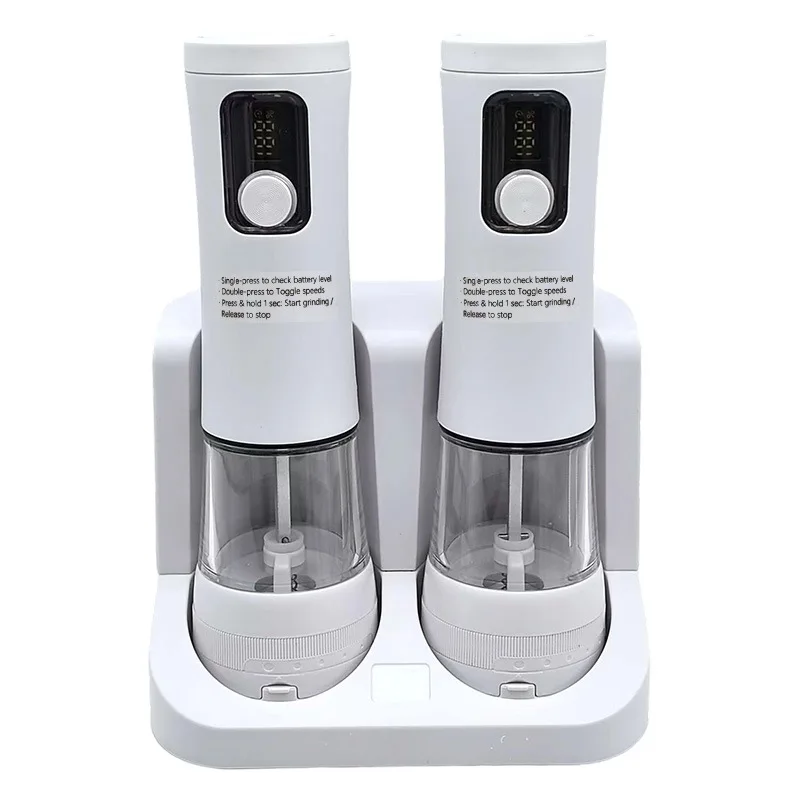 

1pc/2pcs Electric Salt and Pepper Grinder Set USB Rechargeable, External Adjustable Coarseness Spice Mill Machine with Stand