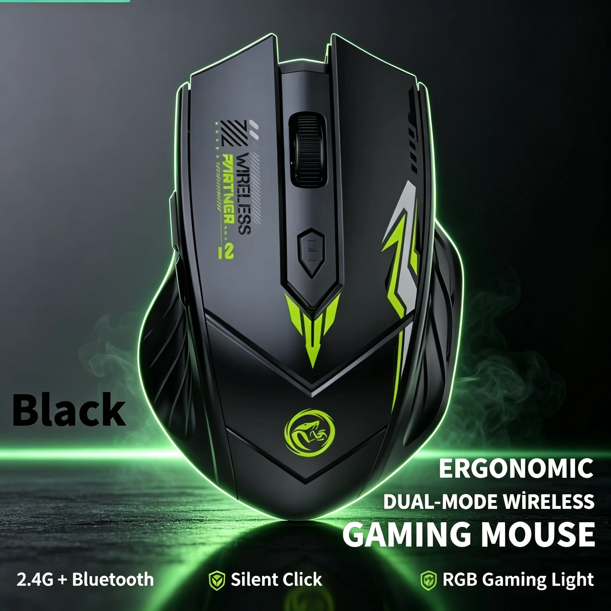 6-Buttons 2.4G Wireless Bluetooth Gaming Mouse Dual-Mode Rechargeable Gaming Office Silent Mouse For PC Computer Laptop Tablet