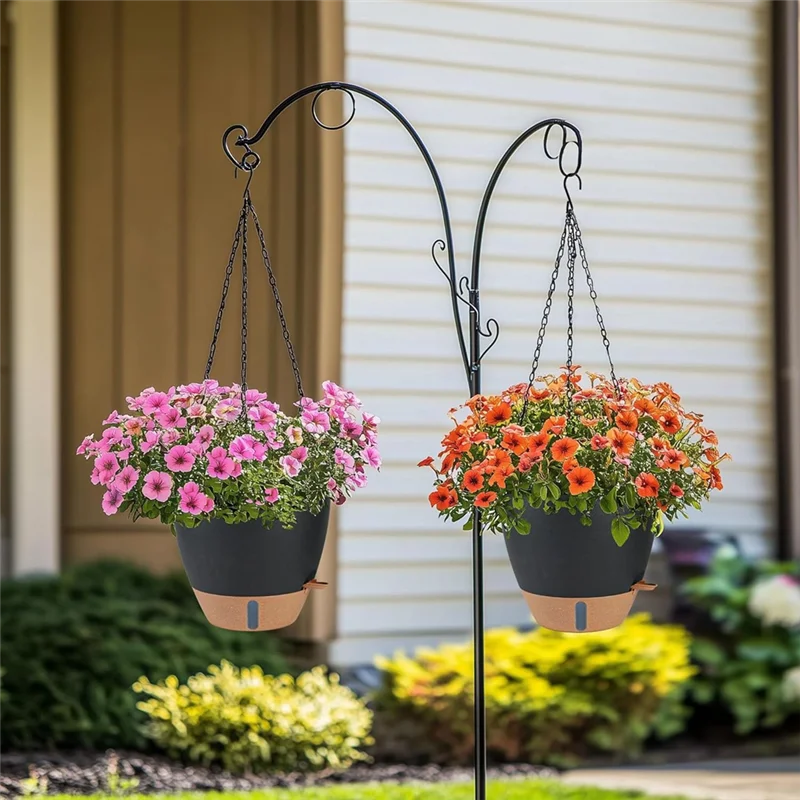 AB66-10 Inch Hanging Planter For Indoor Plants, 2 Pack Self Watering Hanging Baskets Flower Pots With Drainage Hole