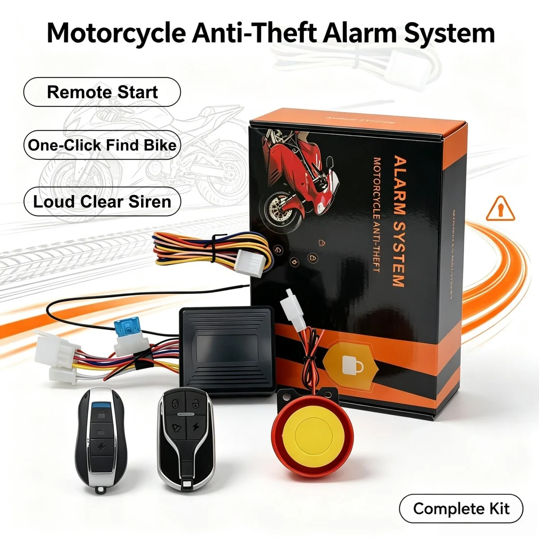 Motorcycle Burglar Alarm Remote Activated Motorcycle Alarm with Remote Control & Buttons Moto Scooter DirtBike Theft Protection