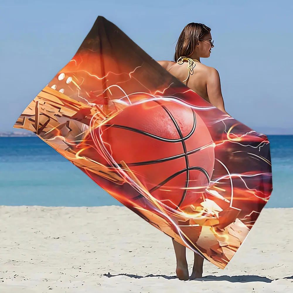 Basketball Large Beach Towels Microfiber Sand Free Quick Dry Soft Sandproof Pool Towels Gift for Women Travel Gym Shower Camping