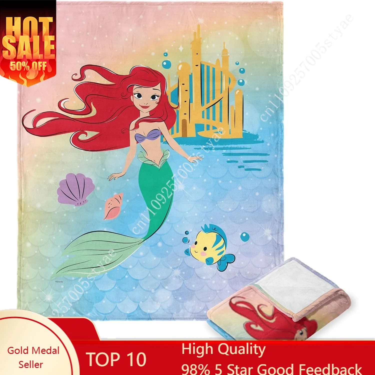 

Little Mermaid Ariel Blankets Disney Plush Blanket Soft Indoor Decoration Adult Child Holiday Party Gifts Warm Custom Quilt
