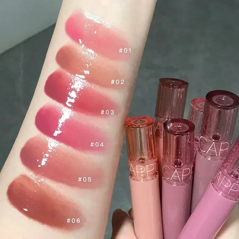 Waterdichte Spiegel Jelly Lip Glazuur 6 Kleuren Water-Licht Lipgloss Langdurige Vochtinbrengende Glanzende Rode Tint Lippen Make-Up Cosmetica