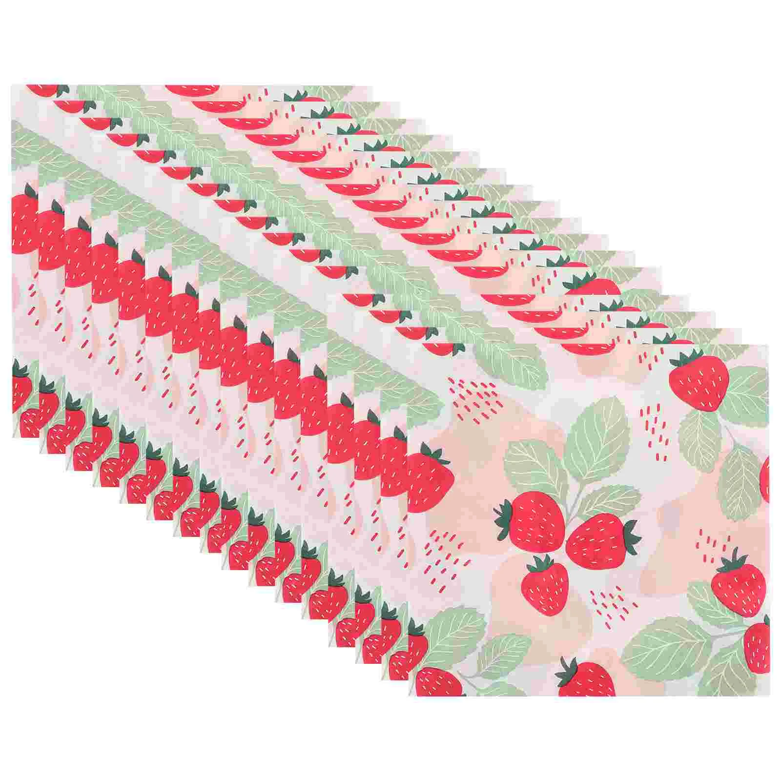 Servilletas de papel desechables con estampado de fresas, suministros de fiesta para banquete, uso diario, 20 hojas