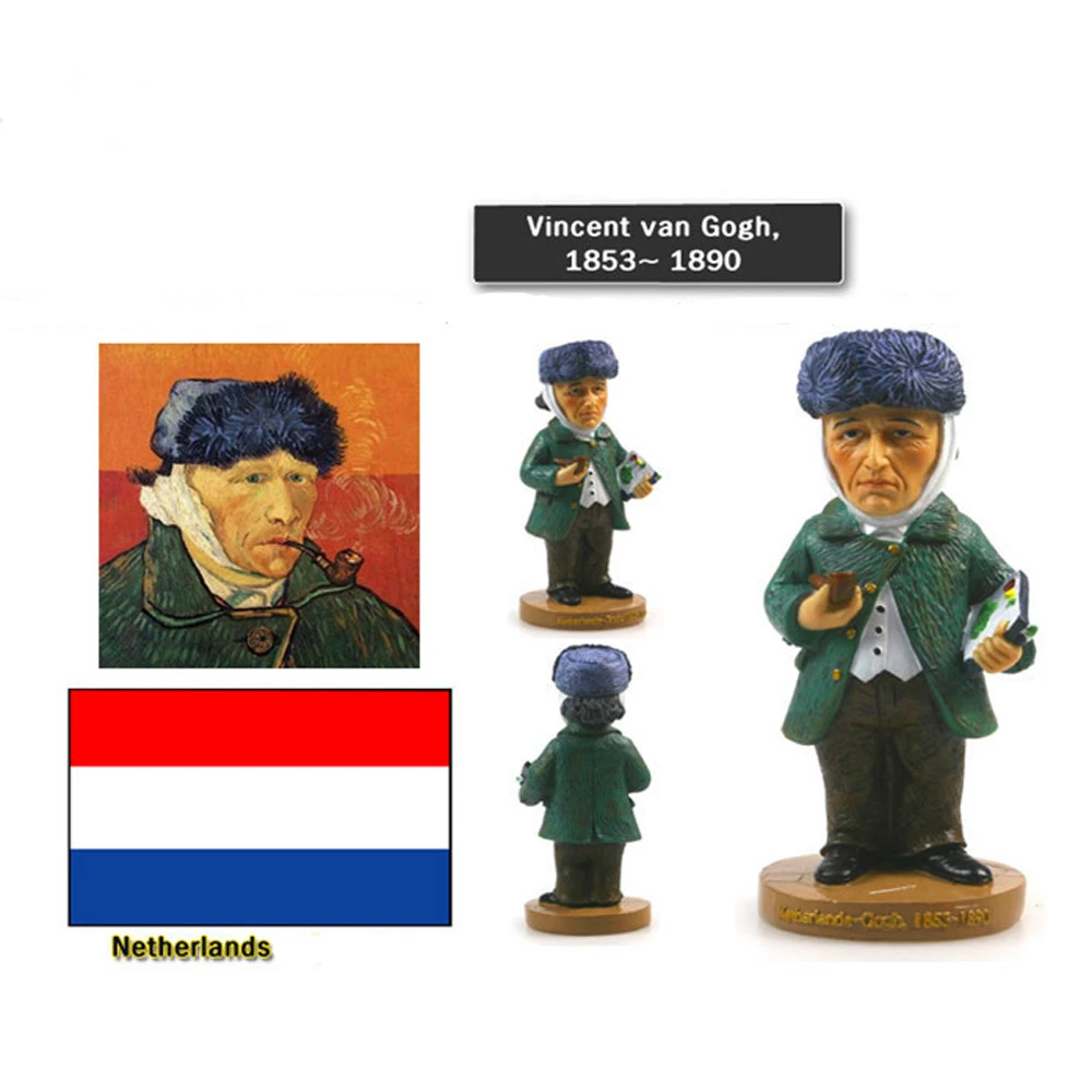 Hot Eduction Famous People Painter Kingdom Netherlands Nederlanden Vincent Van Gogh  Statue Room Bookcase Ornament Craft