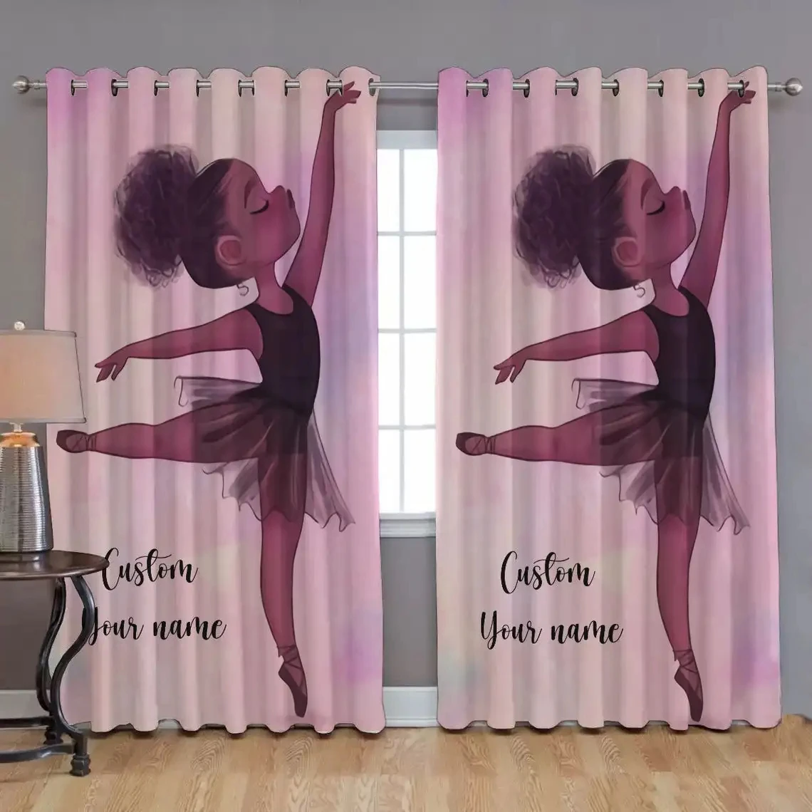 3D Custom Your Name Ballerina Girl Kids Girl High Shading Window Curtain for The Living Children's Room Bedroom Blackout Drape