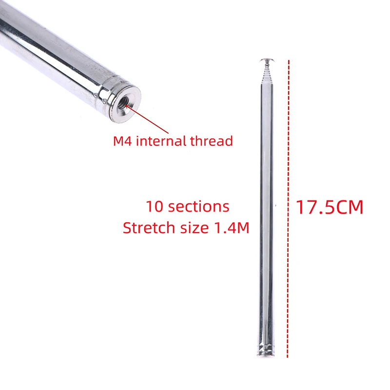 1PC 140 cm 10 Section Telescopic Antenna FM AM Aadio