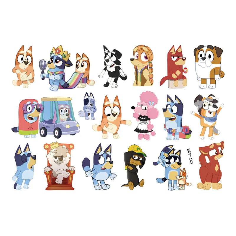 Bluey Family And Friends Anime Cartoon Figures 8 Styles Disposable Transfer Tattoo Stickers Pictures Children Birthday Toys Gift