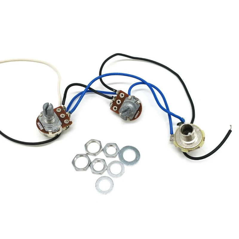 1 Tone 1 Volume 1 Jack for PB Style Electric Bass Replacements, Prewired Wiring Harness with Bass Humbucker Pickup Set